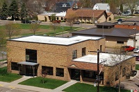 Aerial view of the brick building of City Hall