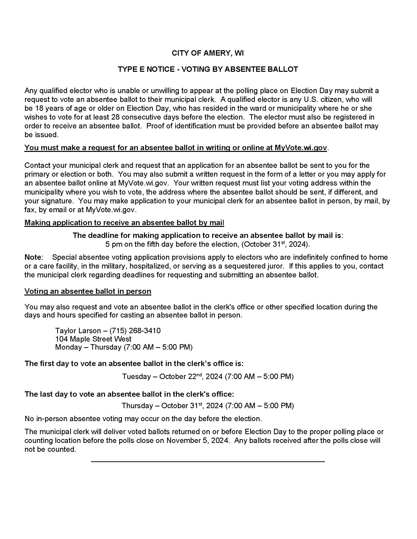 November 2024 Type E Notice (Rev 2022-03)